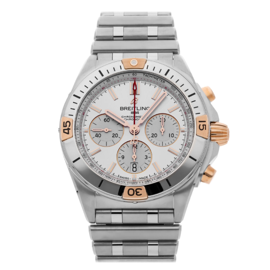 Breitling-White-Dial-Silver-Replica3-1 Breitling Chronomat B01 AB0134101G1A1 White Dial Steel - Image 1