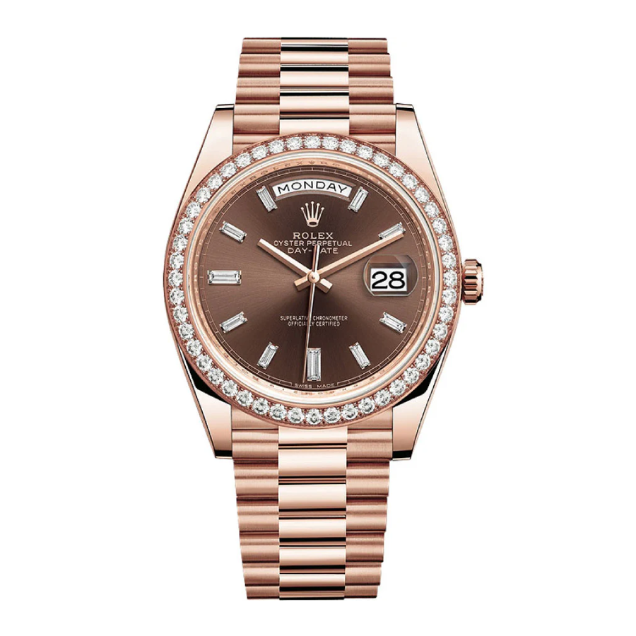 Rolex Day Date 228345RBR Chocolate Dial Diamond Bezel Replica 1 BP Factory Watches