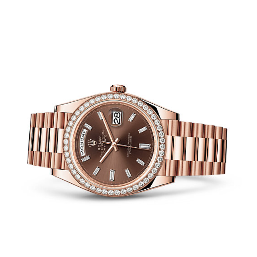 Rolex Day Date 228345RBR Chocolate Dial Diamond Bezel Replica1 BP Factory Watches