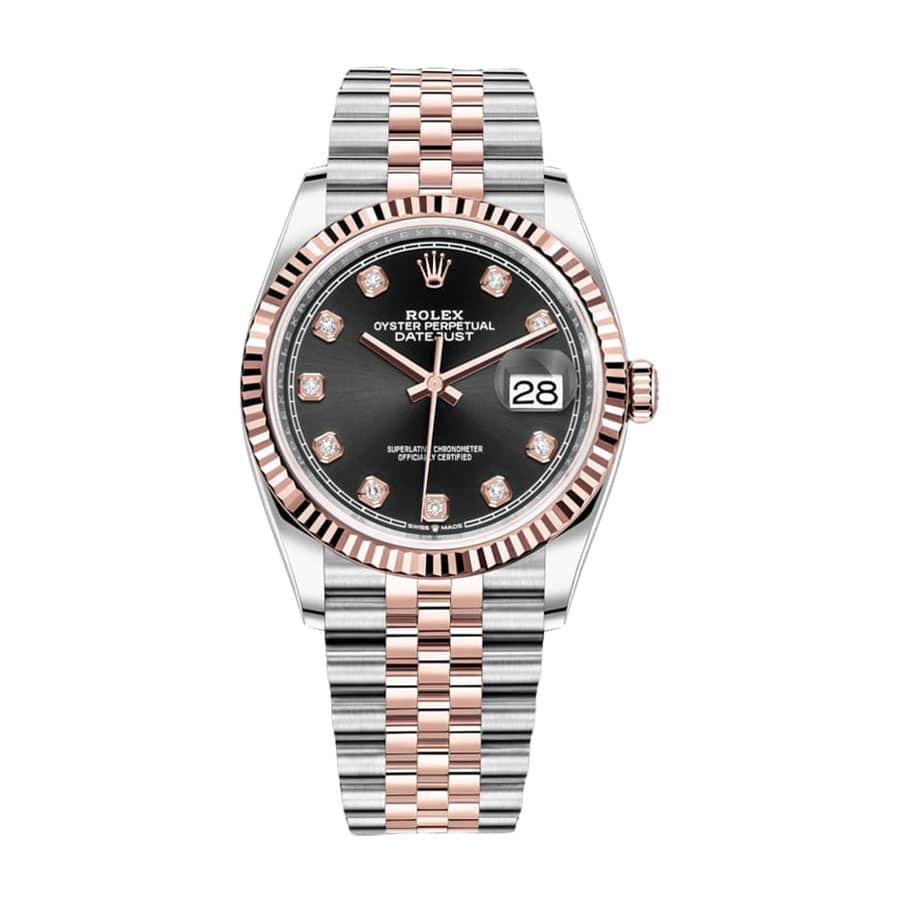 rolex-datejust-126231-everose-gold-automatic-black-diamond-dial-jubilee-replica-1 Rolex Datejust 126231 Everose Two-Tone - Image 1