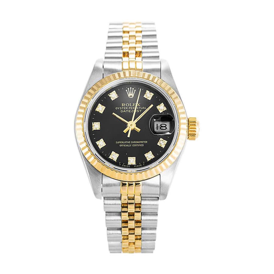 rolex-datejust-lady-diamond-bezel-black Rolex Datejust 69173 Lady Diamond Black Dial - Image 1