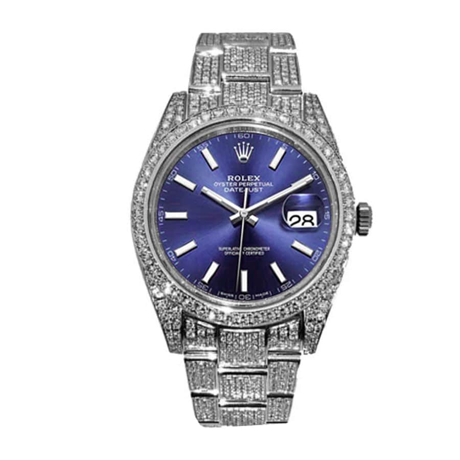 rolex-datejust-white-gold-blue-dial-iced-out-126300-replica Rolex Datejust 126300 Iced Out Blue Dial - Image 1