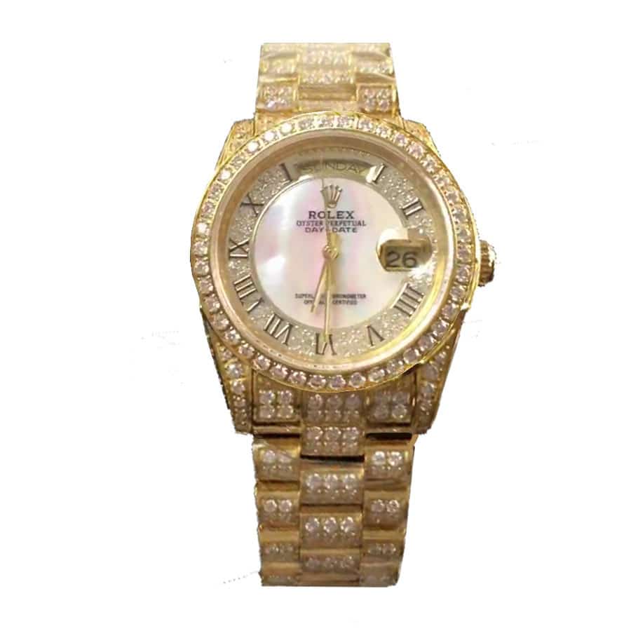 rolex-datejust-yellow-gold-diamond-roman-dial-iced-out-116626-replica Rolex Datejust 41 116624 Yellow Gold Full Iced Out Jubilee - Image 1