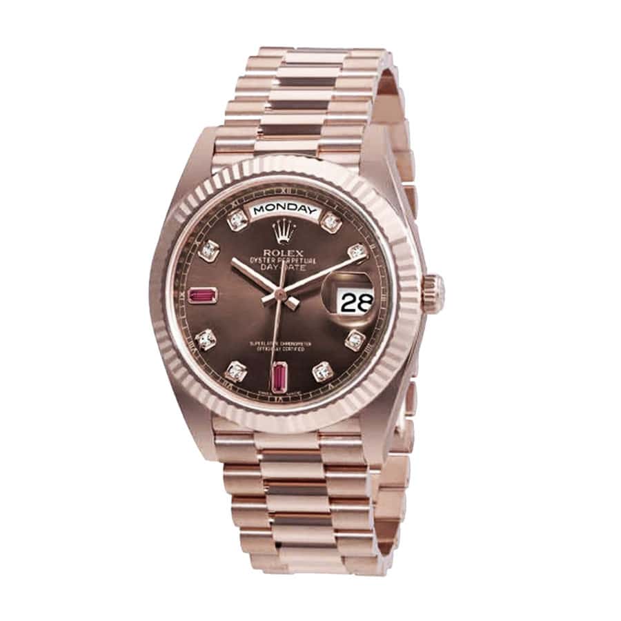 rolex day date 128235 ar stainless steel with rose gold wrapped chocolate dial replica 1 BP Factory Watches