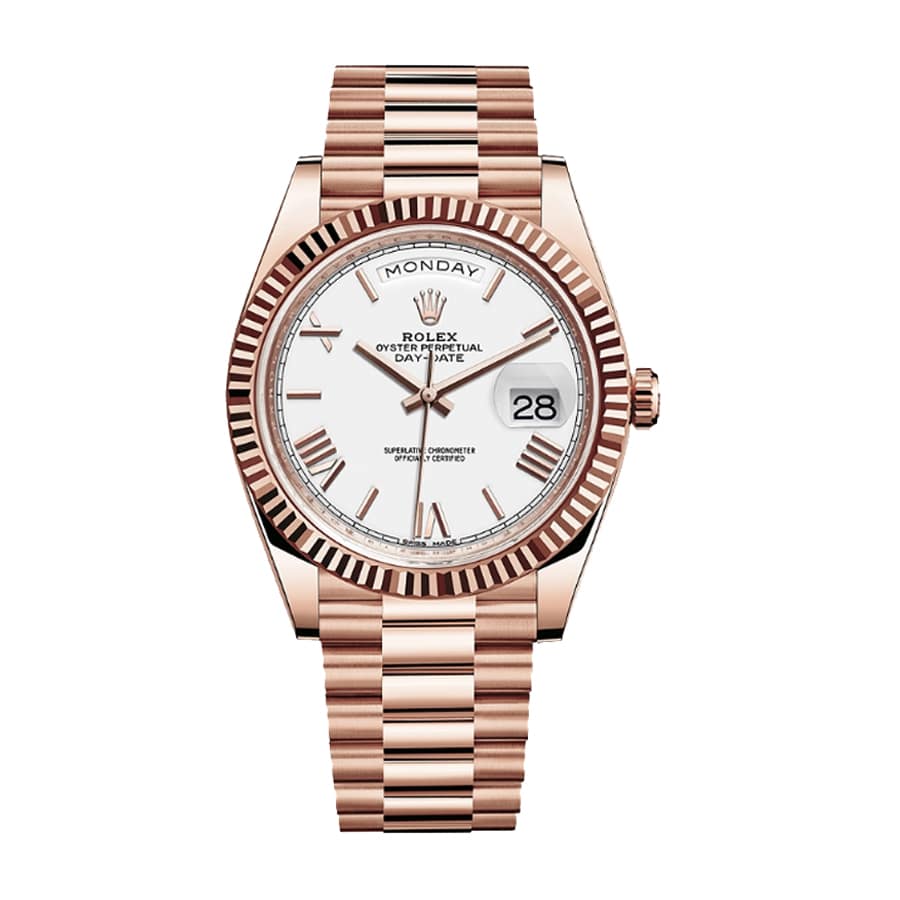 rolex-day-date-228235-40mm-kw-rose-gold-stripe-dial Rolex Day-Date 228235 White Dial - Image 1