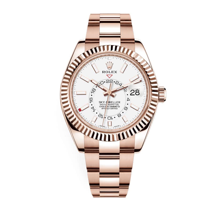 rolex-sky-dweller-rose-gold-white-dial-326935-replica Rolex Sky-Dweller 326935 Everose Gold - Image 1
